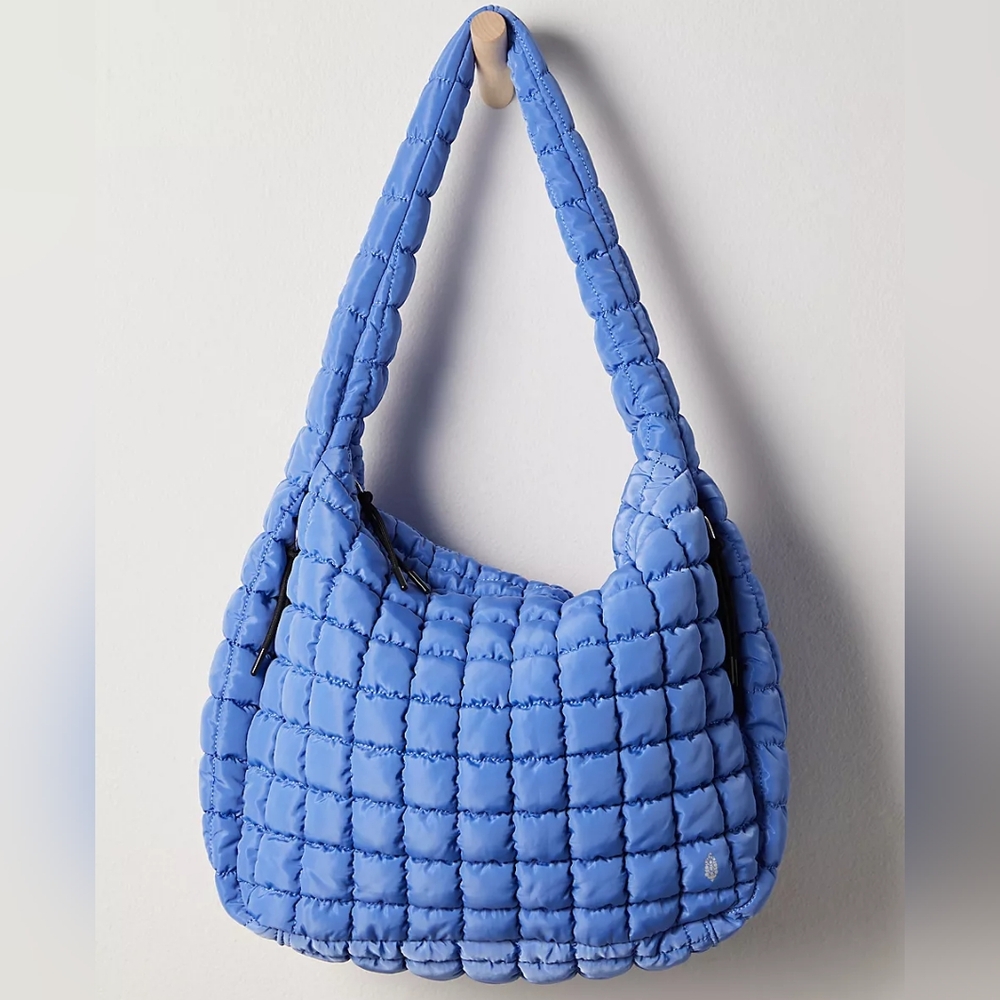 FP Movement Blueberry Quilted Carryall Shoulder Bag Tote Free People Hobo Blue - Picture 2 of 12